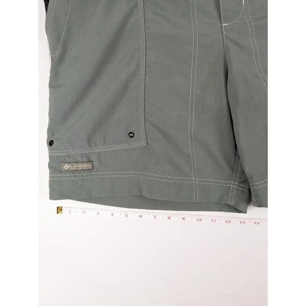Columbia Swim Trunks Mens Large‎ Green Cargo Mesh Lined Board Shorts AM4211